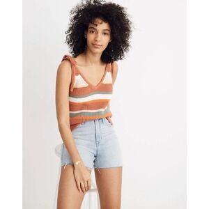 Madewell Knit Cami Women XXS Multicolor Striped Tie Shoulder V-Neck L7854